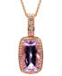 ფოტო #1 პროდუქტის Amethyst (3-1/3 ct. t.w.) & White Topaz (3/8 ct. t.w.) Halo Pendant Necklace in Gold-Plated Sterling Silver, 16" + 2" extender (Also in Sky Blue Topaz & Pink Amethyst)