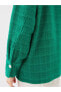 Фото #4 товара Kendinden Desenli Uzun Kollu Oversize Kadın Gömlek Ceket