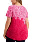 Фото #2 товара Plus Size Garden Etch Short-Sleeve Top, Created for Macy's