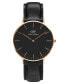 ფოტო #1 პროდუქტის Unisex Classic Sheffield Black Leather Watch 36mm