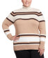 Plus Size Long Sleeve Striped Turtleneck Sweater верблюд мульти, 2X - фото #1