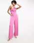 Little Mistress – Asymmetrischer Jumpsuit in Rosa mit weitem Bein Розовый, 38 - фото #1