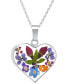 Фото #1 товара Heart Shape Dried Flower Pendant with 18" Chain in Sterling Silver