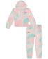 ფოტო #1 პროდუქტის Toddler Girls Soft Blur Velour Hoodie Sweatsuit