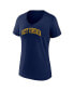 ფოტო #3 პროდუქტის Women's Navy West Virginia Mountaineers Basic Arch V-Neck T-shirt