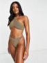 Фото #4 товара South Beach mix & match high waist bikini bottom in gold metallic