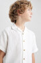 Erkek Çocuk Basic Kısa Kollu Pamuklu Muslin Gömlek