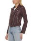 Фото #3 товара Women's Faux-Leather Belted Hem Moto Jacket