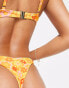 Kulani Kinis – Retro-Bikinihose mit hohem Beinausschnitt und Blümchenmuster in Orange