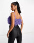 Фото #2 товара ASOS DESIGN Petite faux feather crop cami in purple