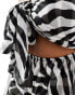 Miss Selfridge beach chiffon tie front playsuit in zebra print Зебра, 36 - фото #2