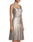 Фото #6 товара Lafayette 148 Lois Metallic Jacquard Pleated Dress size 4 Gold 152571