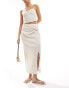 Object stretch jersey midi skirt with twist detail in off white weiß-sand, 42 - фото #1