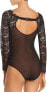 Bardot 175956 Womens Brit Sheer Lace Long-Sleeve Bodysuit Black Size 10