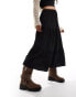 New Look tiered midi skirt in black