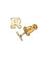 ფოტო #17 პროდუქტის 14K Gold-Dipped Initial Button Earrings