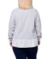 Фото #4 товара Plus Size Long Sleeve Two-Fer Top with Gathered Inset