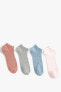 Фото #2 товара Kadın 4'lü Patik Çorap Seti Çok Renkli