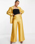 Фото #1 товара ASOS DESIGN occasion satin wide leg suit trouser in gold