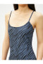 Фото #15 товара Kadın Giyim Zebra Desenli Mini Elbise Askılı U Yaka 3SAK80008EK Mavi Desenli Mavi Desenli
