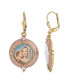 14K Gold-Dipped Crystal Enamel Mary and Child Decal Image Earrings