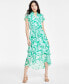 Women's Floral-Printed Smocked-Waist Tiered Midi Dress