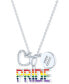 ფოტო #3 პროდუქტის Diamond Accented Disc, Heart & PRIDE Pendant Necklace in Sterling Silver, 16" + 4" extender
