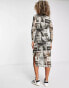 Фото #2 товара JJXX high neck mesh midi dress in newspaper print