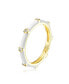 Фото #1 товара RA 14k Yellow Gold Plated with Cubic Zirconia Creme Enamel Bamboo Kids/Young Adult Stacking Ring