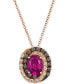 Фото #1 товара Le Vian raspberry Rhodolite (1-3/8 ct. t.w.) & Diamond (1/3 ct. t.w.) Adjustable 20" Pendant Necklace in 14k Rose Gold