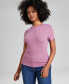 Women's Ribbed Crewneck Short-Sleeve T-Shirt, Created for Macy's