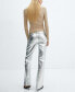 Фото #2 товара Women's Belt Detail Metallic Pants