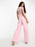 TFNC Petite Bridesmaid Perry lace back jumpsuit in pale pink