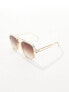 Фото #3 товара Jeepers Peepers aviator sunglasses in beige transparent