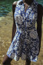 Фото #2 товара Мини-платье из ткани с принтом с ажурной вышивкой ZARA