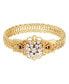 ფოტო #1 პროდუქტის 14K Gold-tone Crystal Flower Overlay Belt Bracelet
