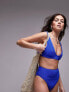 Topshop mix and match crinkle plunge cami bikini top in cobalt