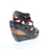 Фото #8 товара Bed Stu Juliana F374002 Womens Black Leather Slip On Wedges Sandals Shoes