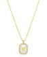 Фото #1 товара ADORNIA 14K Gold-Plated White Mother-of-Pearl Initial Tablet Necklace
