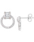 ფოტო #2 პროდუქტის Cubic Zirconia Round & Baguette Doorknocker Drop Earrings