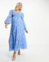 Фото #4 товара ASOS DESIGN Maternity sweetheart neckline burnout pleated midi dress in cornflower blue