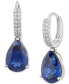 ფოტო #1 პროდუქტის Lab-Grown Sapphire (8-1/8 ct. t.w.) & Diamond (1/4 ct. t.w.) Pear Dangle Hoop Earrings in 14k White Gold