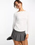 Фото #1 товара Mango boat neck long sleeve top in white