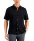 Men's Lush Palms Jacquard Tonal Hibiscus Motif Silk Shirt