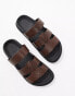 ASOS DESIGN strap sandals in brown weave