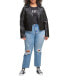 Plus Size Trendy Hooded Faux Leather Moto Jacket