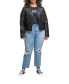 ფოტო #4 პროდუქტის Plus Size Trendy Hooded Faux Leather Moto Jacket