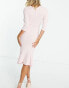 Queen Bee exclusive fluted hem midi dress in soft pink