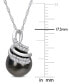 Фото #4 товара Macy's cultured Tahitian Pearl (9mm) & Diamond (1/10 ct. t.w.) Swirl 17" Pendant Necklace in 14k White Gold