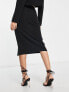Extro & Vert Petite midi skirt with split in black co-ord